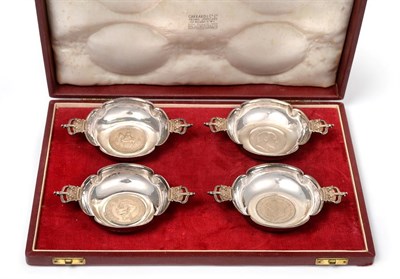 Lot 2444 - A Set of Four Elizabeth II Silver Coronation Dishes, by R. E. Stone, London, 1953, Retailed by...