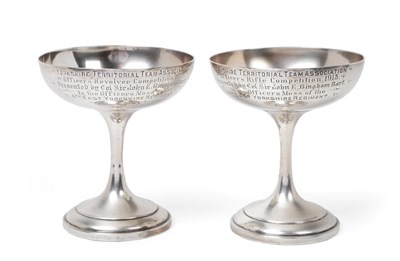 Lot 2447 - A Pair of George V Silver Cups, by Walker and Hall, Sheffield, 1914, each with shallow bowl and...