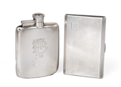 Lot 2457 - A George VI Silver Hip-Flask and a George VI Silver Cigarette-Case, The Hip-Flask by James...