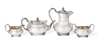 Lot 2461 - A Four-Piece George V Silver Tea-Service, by Henry Atkin, Sheffield, 1921, each piece baluster,...