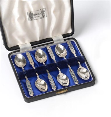 Lot 2476 - A Set of Six Elizabeth II Silver and Enamel Teaspoons, by Liberty and Co., Birmingham, 1953,...