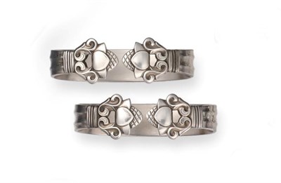 Lot 2483 - A Set of Eight Danish Silver Napkin-Rings, by Georg Jensen, Copenhagen, Late 20th Century,...