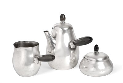 Lot 2486 - A Three-Piece Danish Silver Coffee-Service, by Georg Jensen, Copenhagen, With English Import...