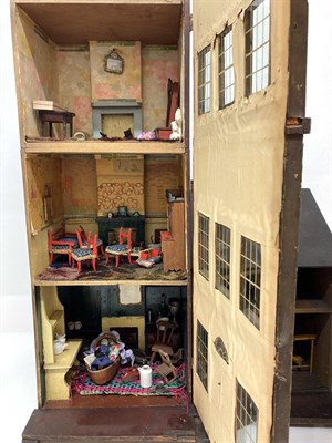 Lot 2004 - Late 19th Century Dolls House, comprising a wooden three storey brick painted Victorian style...