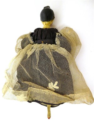 Lot 2006 - Mid 18th Century Carved and Painted Wooden Tuck Comb Doll, with painted locks to her forehead,...