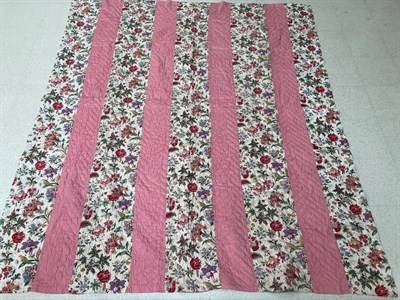 Lot 2012 - Early 20th Century Decorative Strippy Quilt, incorporating stripes of pale pink and coloured...