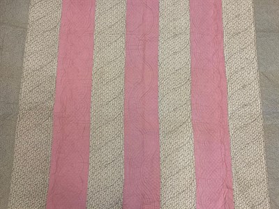 Lot 2015 - Late 19th Century Strippy Quilt, comprising pink and violet coloured floral sprigged stripes,...