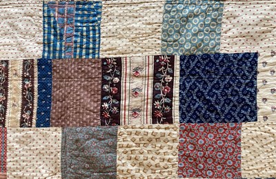 Lot 2018 - An 1817 Decorative Cotton Patchwork Quilt Signed by Ann Booth and Dated, in red threads to a...