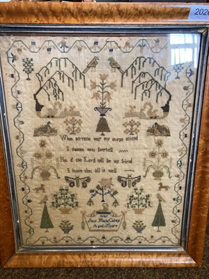 Lot 2026 - A Decorative Sampler Worked by Ann Maria Coley, Dated 1849 Aged 10 Years, worked in cross...