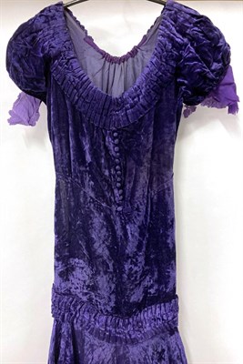 Lot 2034 - Circa 1920/1930s Evening Wear, including a flocked velvet and chiffon drop waist shift dress,...