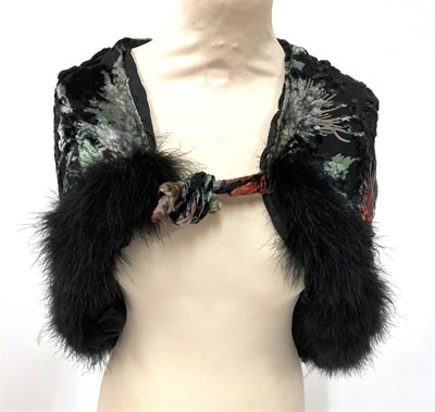 Lot 2038 - Circa 1920s and 1930s Costume, including silver fox shoulder capelet; a cut and printed velvet...