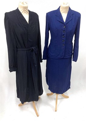 Lot 2048 - Circa 1940s and Later Ladies Day Wear, including an Alexon moygashel blue two piece skirt suit...