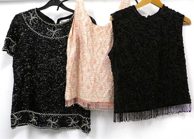 Lot 2052 - Assorted 1950s Sequinned and Bead Cardigans and Shell Tops, comprising evening cardigans with long