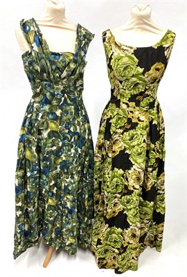 Lot 2055 - Circa 1950s Ladies Cocktail and Evening Dresses, comprising a Selita Model gold brocade full length