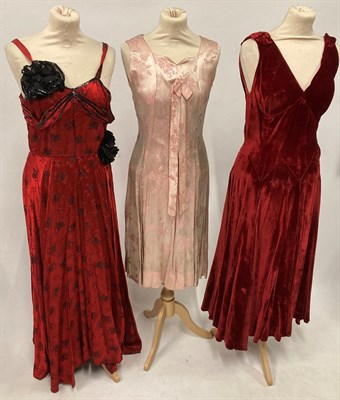 Lot 2058 - Assorted Circa 1950s and Later Cocktail and Evening Dresses, comprising a blue lace mounted...