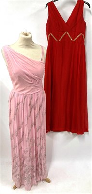 Lot 2060 - Assorted Circa 1950s and Later Ladies' Day and Evening Dresses, comprising blue and white...