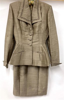 Lot 2062 - Circa 1950s Lilli Ann of San Francisco Two Piece Suit, comprising a silvered woven 'snakeskin'...