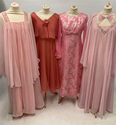 Lot 2064 - Assorted Circa 1970s Ladies' Costume, comprising Roter London pink chiffon type butterfly dress...