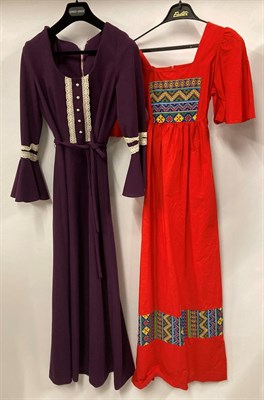 Lot 2064 - Assorted Circa 1970s Ladies' Costume, comprising Roter London pink chiffon type butterfly dress...