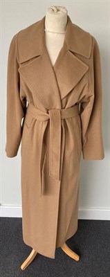 Lot 2066 - A Burberrys Lady's Camel Coloured Cashmere Belted Full-Length Swing Coat, 1980s/1990s, with...