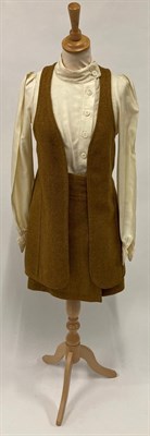 Lot 2071 - Early 1970s Biba Mail Order Brown Tweed Two Piece, comprising a mini skirt with high waist and...