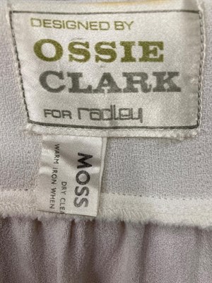 Lot 2072 - Ossie Clark for Radley White Moss Crepe Long Sleeve Fitted Jacket, with fabric tie to the waist