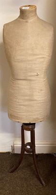Lot 2094 - Edwardian Mannequin, a fabric mounted torso, stamped 'WS' to the underside and size 42, on an...
