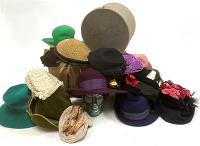 Lot 2095 - Collection of Assorted Circa 1940s and Later Ladies' Hats, including feathered examples,...