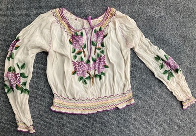 Lot 2100 - Assorted Costume Accessories, including a Chinese cream silk embroidered shawl with fringing,...