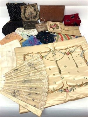 Lot 2104 - Assorted Late 19th Century/Early 20th Century Costume Accessories, including a cream satin...