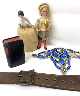 Lot 2105 - Early 20th Century Dolls and Costume Accessories, including a bisque socket head miniature doll...
