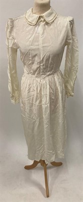 Lot 2112 - Assorted Textiles and Dolls' Costume, including a cream silk long sleeved dress with collar and...
