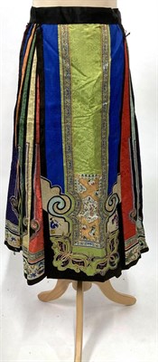 Lot 2117 - Early 20th Century Chinese Silk Skirt, incorporating figured silk stripes in a variety of...