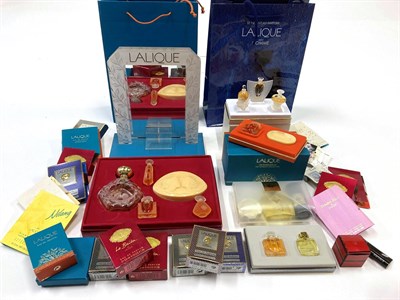 Lot 2127 - A Group of Assorted Lalique Fragrances and Gift Sets, including a 'Le Baiser' gift set (empty); two
