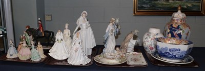 Lot 16 - A group of 20th century ceramics including: Nao nativity figures; Nao brides; Coalport ladies;...