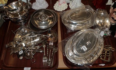 Lot 22 - A collection of silver plate including: a pair of entree-dishes and cover, with Celtic knot...