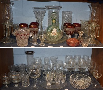 Lot 31 - A quantity of modern cut glass to include: fruit bowls, vases, decanters, drinking glasses, a...