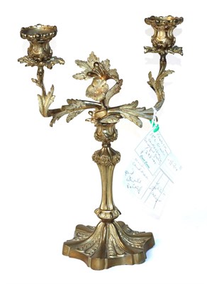 Lot 45 - A gilt metal 19th century twin branch candelabra (including original purchase receipt)