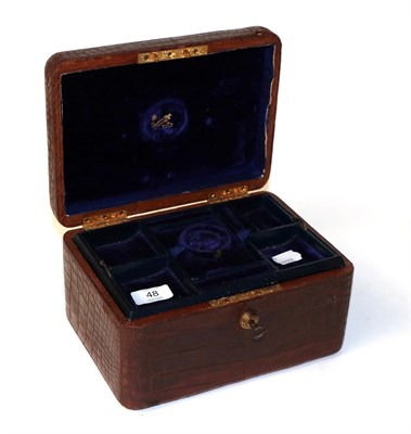 Lot 48 - A leather jewellery box, fully fitted and with Bramar lock
