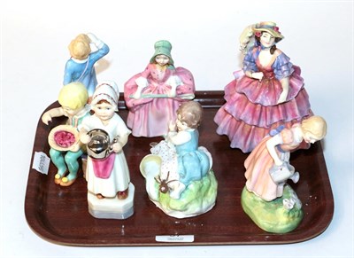 Lot 57 - Four Royal Doulton figures including 'Mary Mary', 'Little Boy Blue', 'Bo-Peep' and another;...