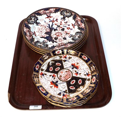 Lot 58 - Four late 19th century Royal Crown Derby dinner plates; together with four later Royal Crown...