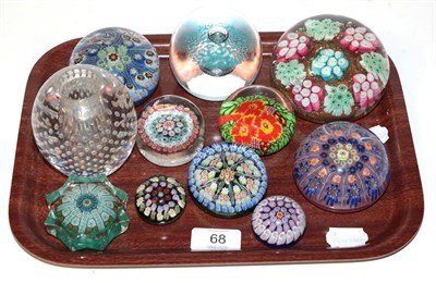 Lot 68 - Eleven various paperweights including some 19th century millefiori examples