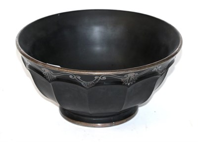 Lot 83 - A silver inlaid black glass bowl, probably Bohemian