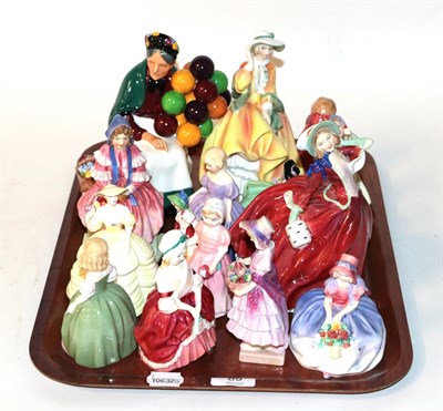 Lot 89 - Royal Doulton figures to include; The Old Balloon Seller HN1315, Babie HN1679, Tootles, This Little