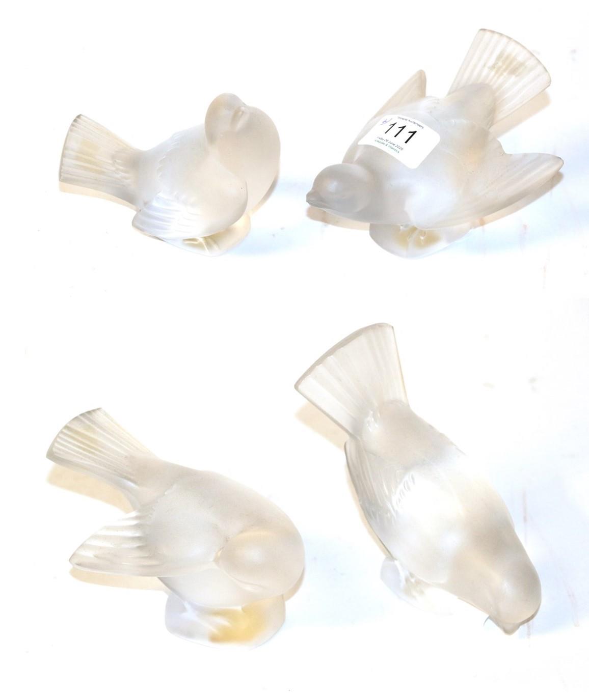 Lot 111 - A set of four modern Lalique frosted glass birds