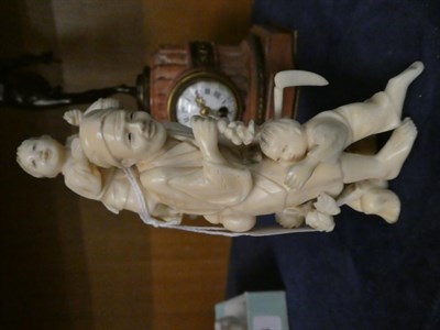 Lot 120 - A Japanese ivory figural okimono, Meiji period; with an early 20th century Indian ivory figure...