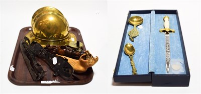 Lot 141 - A reproduction brass fireman's helmet, reproduction dagger for the 50th anniversary of Battle...