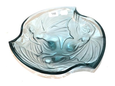 Lot 148 - A modern Lalique 'Daydream Aurora' bowl, of stylised figural form, in ocean blue, 34cm diameter