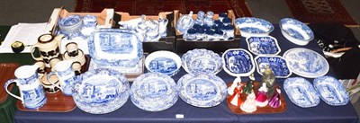 Lot 163 - A quantity of Spode blue Italian pottery; Coalport ladies; Lladro Chinaman etc
