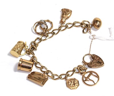 Lot 170 - A 9 carat gold charm bracelet